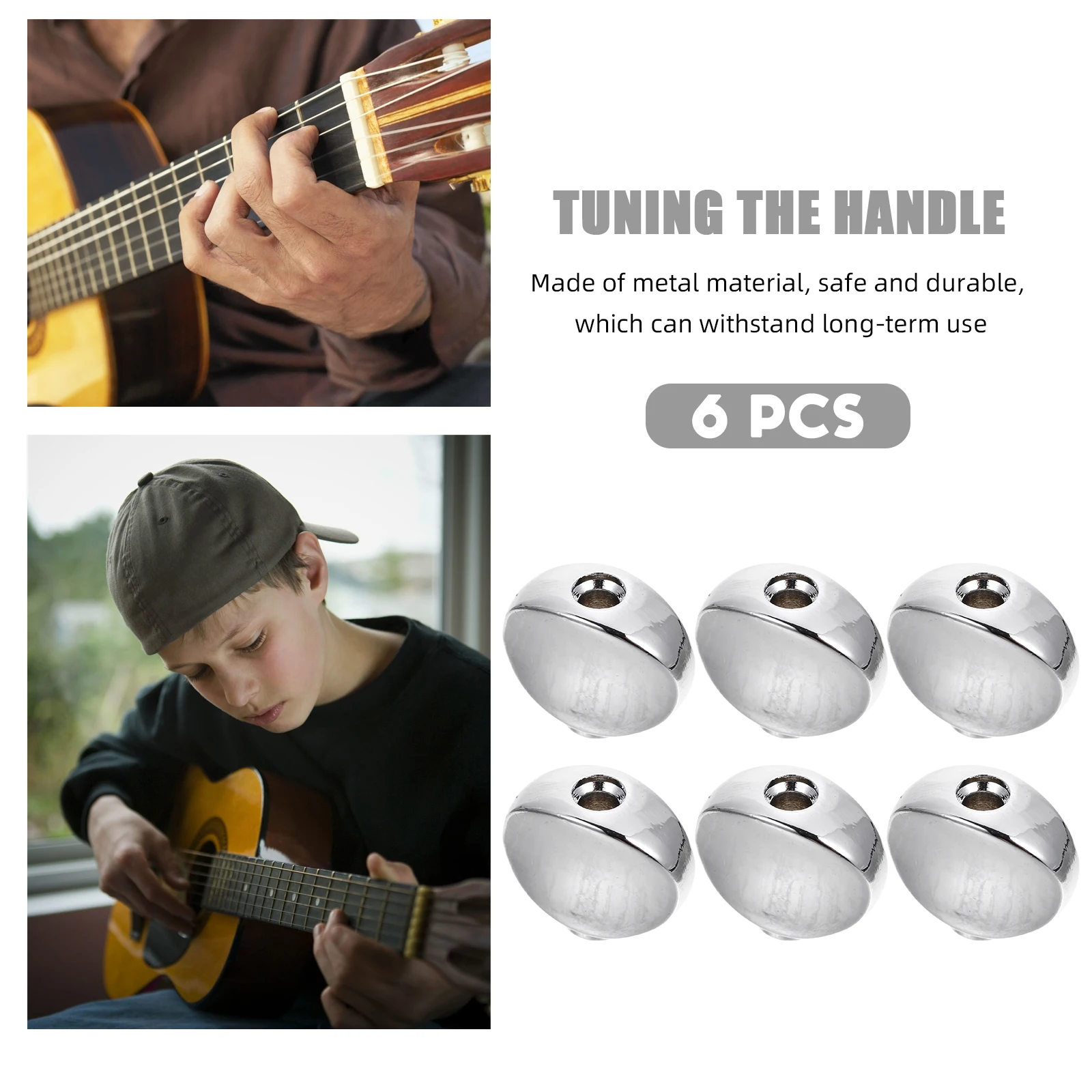 

6 Pcs Black Metal Guitar Tuner Keys Head Buttons for Electric Acoustic Pegs Accessories Durable Reliable Practical Classic