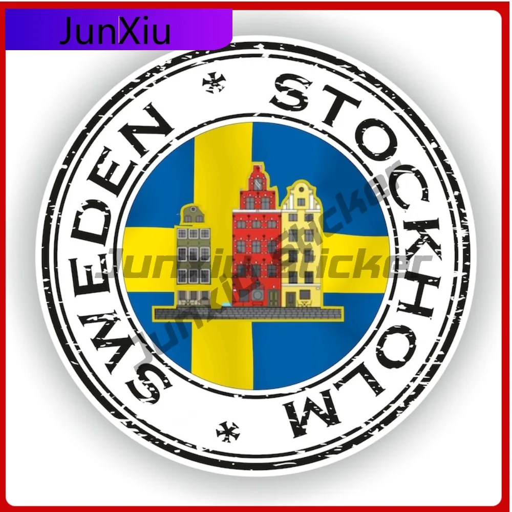 

Sweden Stockholm Seal Sticker Round Cute Laptop Scratch Cover Car Modification Vinyl Decal For Car Truck SUV Window Bumper