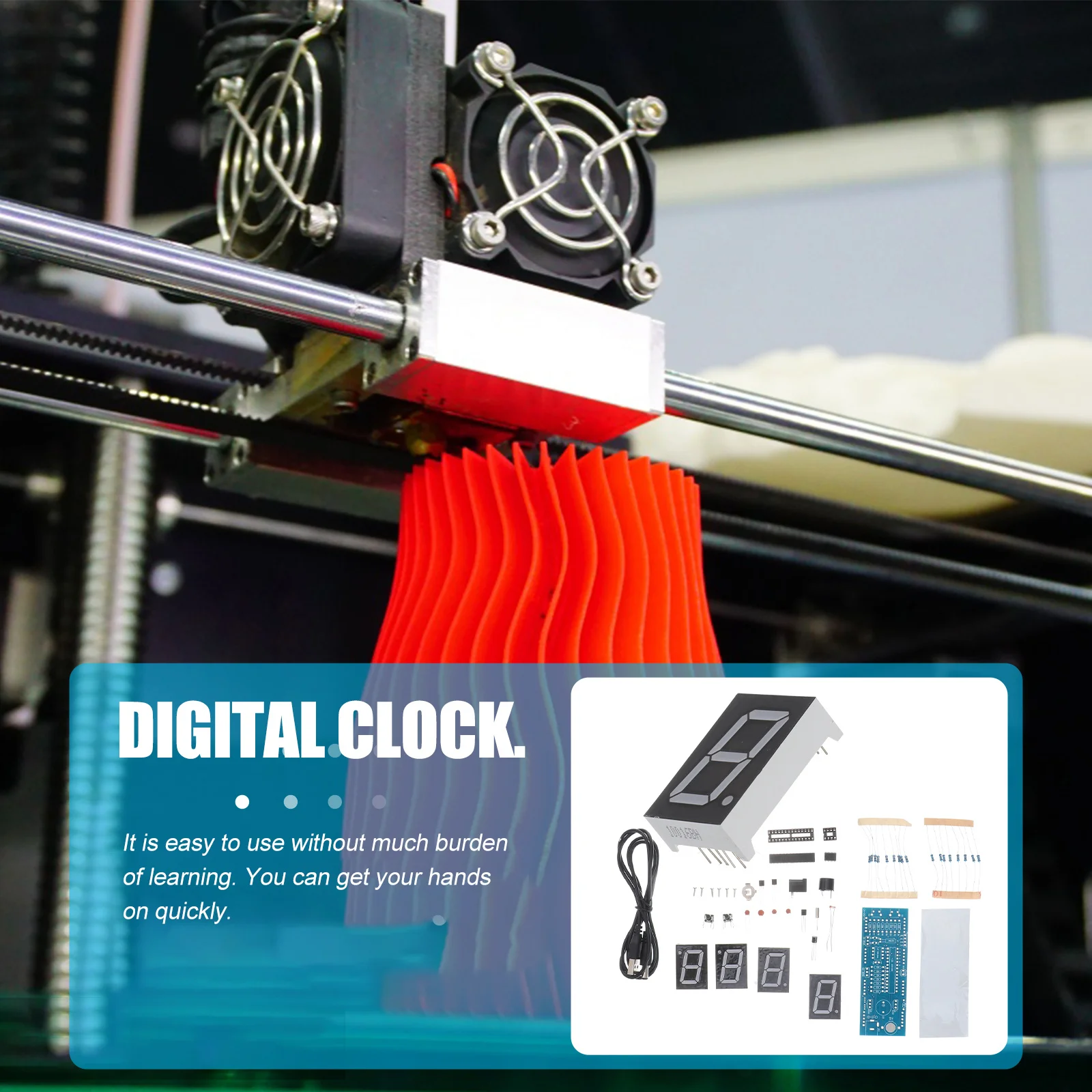 

1set 1Set Scm Led Digital Clock Components Diy Microchip Clock Long Office Red