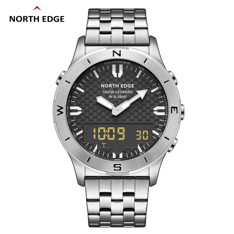 

NORTH EDGE snow leopard Sports watch Altimeter Barometer Thermometer Waterproof 50m outdoor steel watch