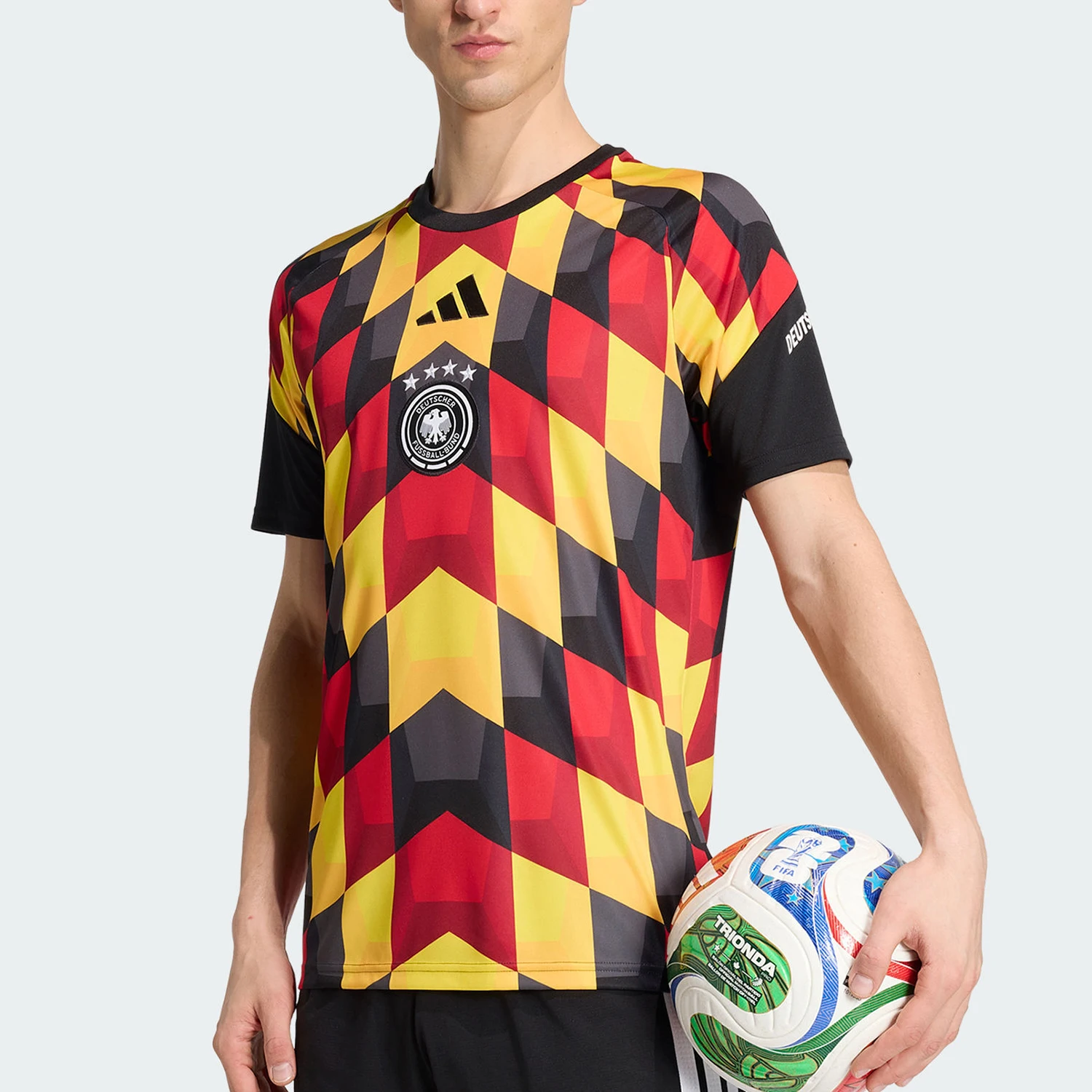Adidas genuine German team men's and women's slim fit football training round neck short sleeved shirt JZ4577