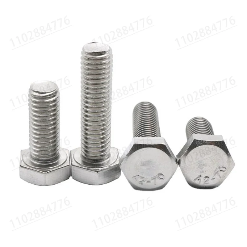 DIN933 Fine tooth hex screw 304 stainless steel tooth bolt M6 M8 M10 M12 Pitch 0.75 1.0 1.25 1.5 * 10 16 20 30 40 50