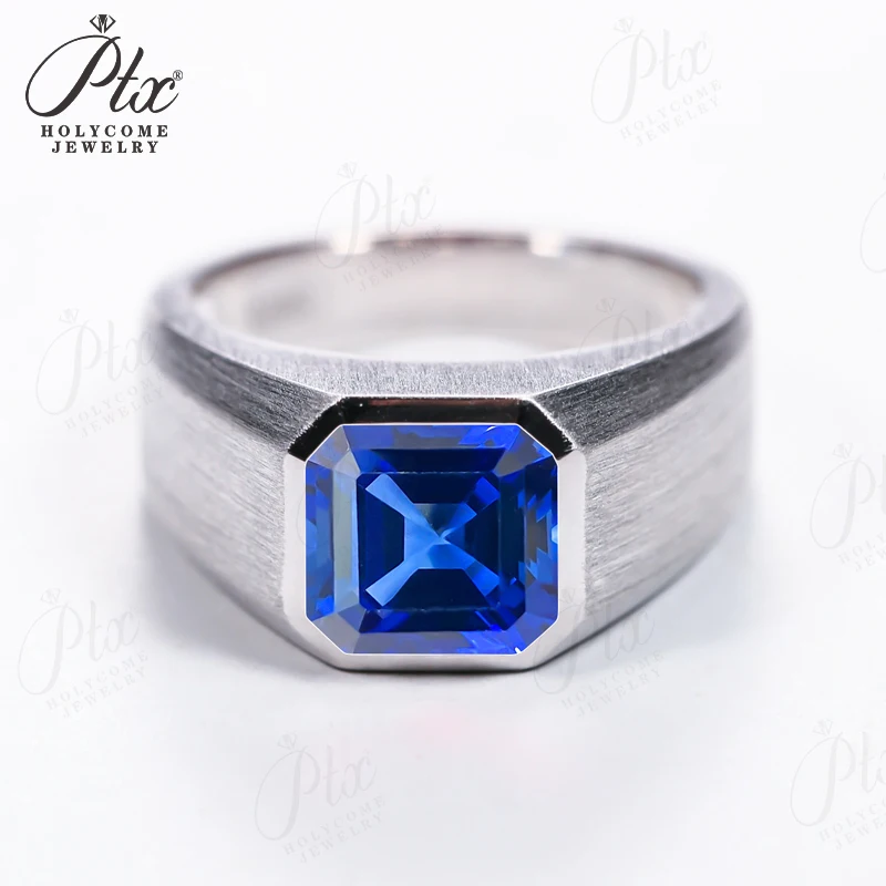 

Moissanite 6CT Asscher Cut Ring Columbia/Sapphire/Ruby Variants Premium Square Step-Cut Jewelry for Engagement or Anniversary