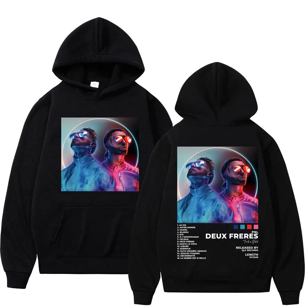 

France Hot Rap Group PNL Double Sided Print Hoodies Music Album Deux Freres Graphic Sweatshirts Men Women Trend Hip Hop Pullover