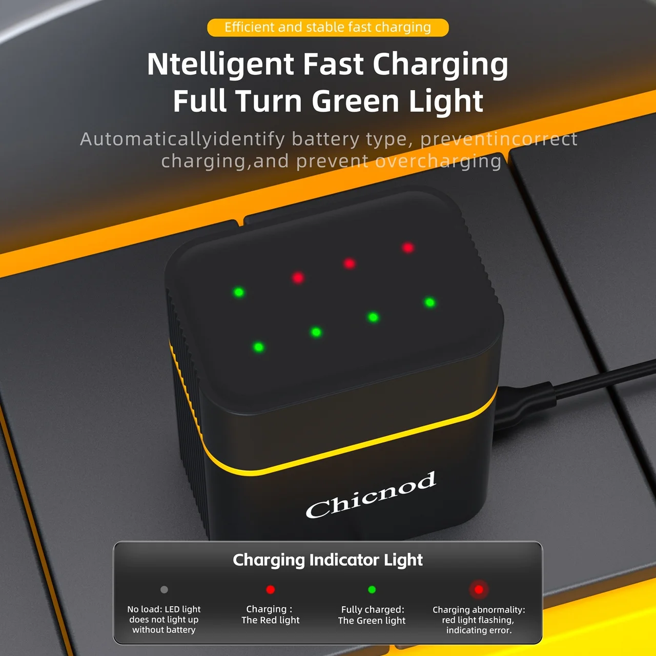 CHICNOD AAA Rechargeable Battery 1.5V 1110mWh Li-ion with 8 Slot Smart Fast Charger Storage Box for Remote Control Toys Camera