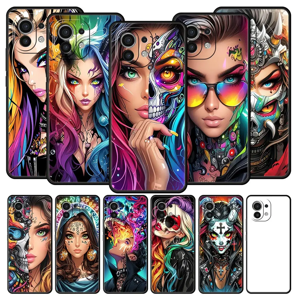 Capa de Celular Feminina Estilosa para Xiaomi Mi 17 15 14 13 12 11 Ultra 15T 14T 13T 12T 11T Pro Lite 5G, Capa Protetora de TPU Macio
