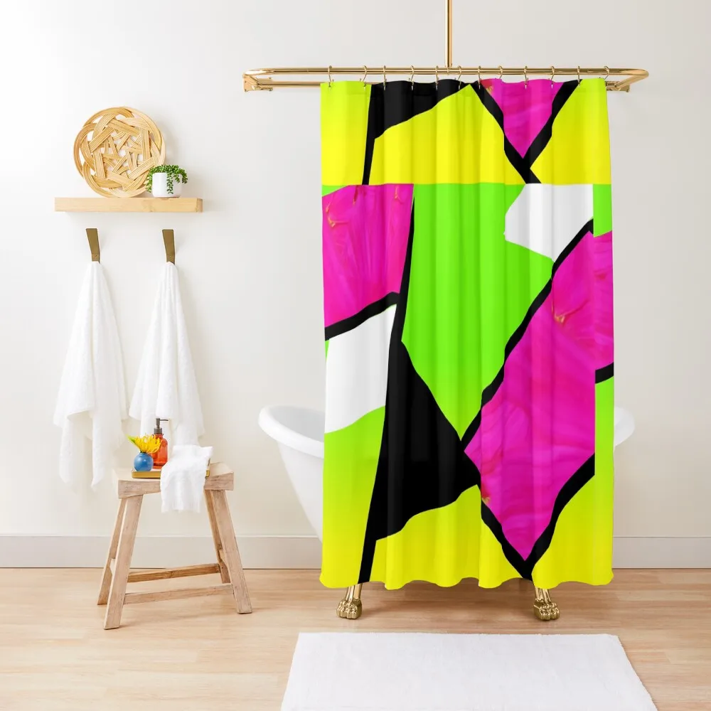 

Neon Color Blocking Shower Curtain Waterproof Fabric Shower Shower Bath Bathroom Set In The Bathroom Curtain