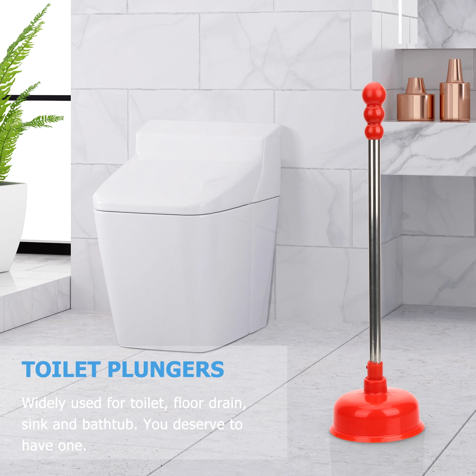 

PVC Handle Toilet Plunger Heavy Duty Force Cup Quick Drainage Bathroom Cleaning Tool Anti Clogging for Bathroom