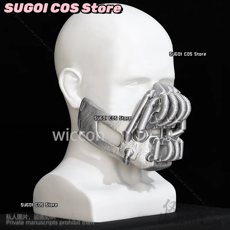 Bane Cosplay Anime Film horror scuro Cavaliere Teschio d'argento 3D Maschera di acido polilattico Halloween Festa di Natale Uomo Cos Gioco di ruolo