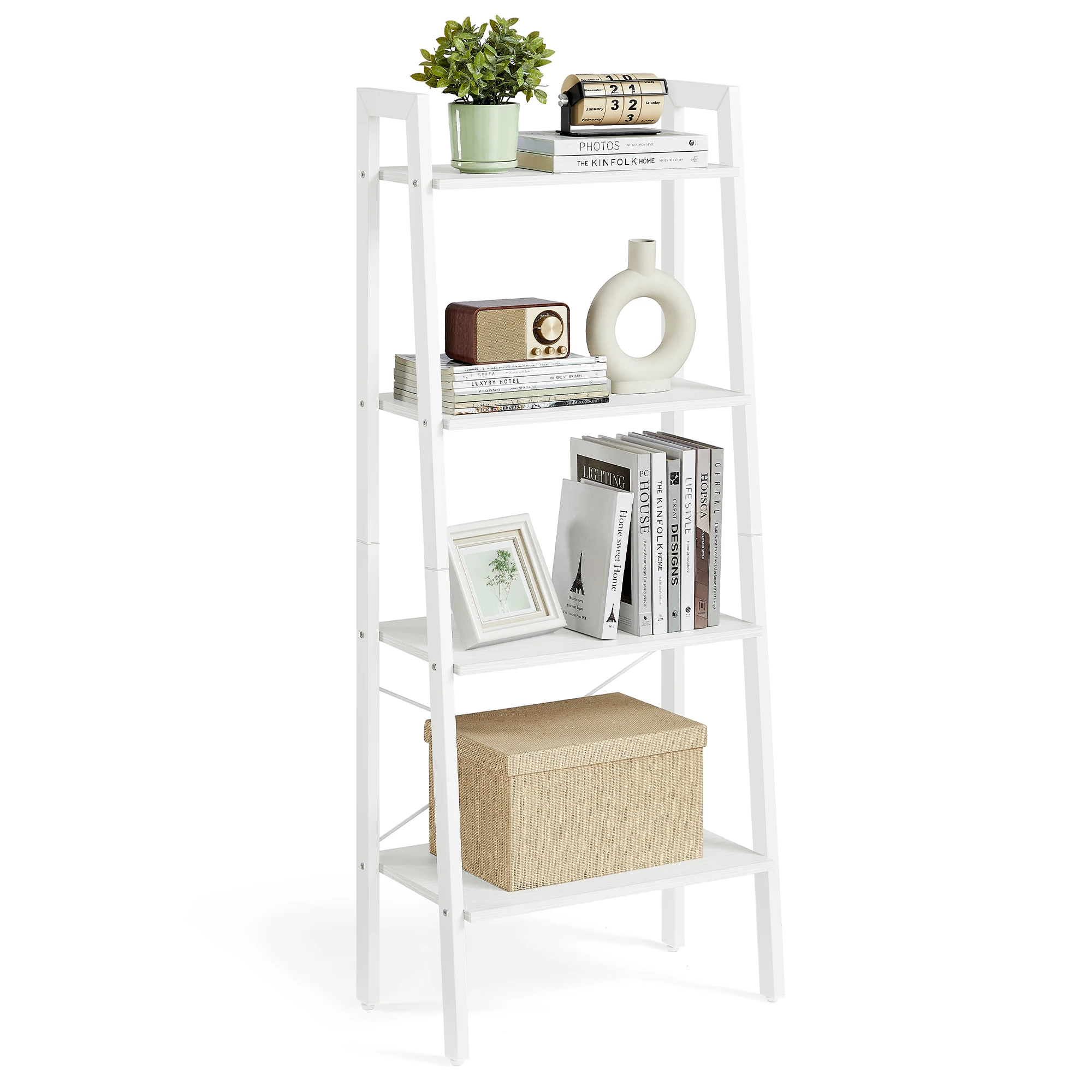 

VASAGLE Ladder Shelf, 4-Tier Bookshelf, Storage Rack, Bookcase with Steel Frame, for Living Room, Home Office, Kitchen, Bedroom