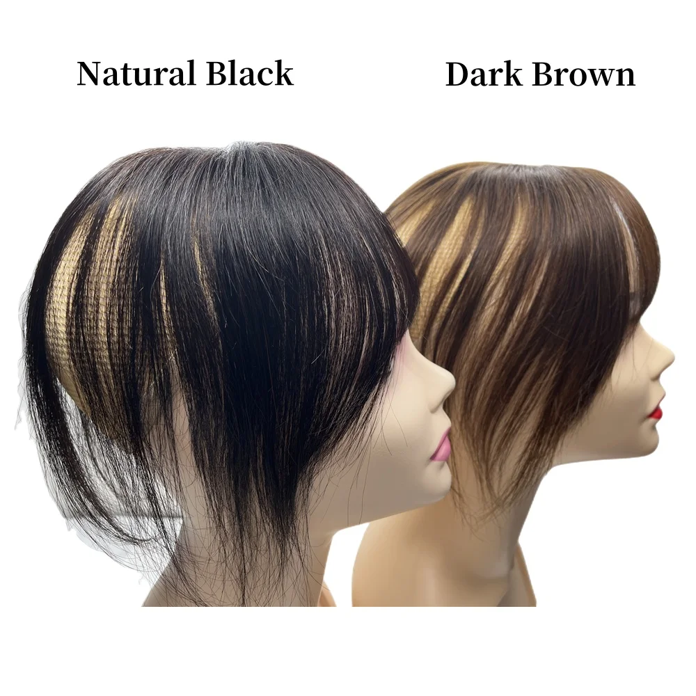 Satifresion الحرير Base7x8 الشعر البشري توبر للنساء الجزء الأوسط كليب في الشعر المستعار مع 3D الهواء بانج الشعر 10 بوصة مستقيم الشعر #4