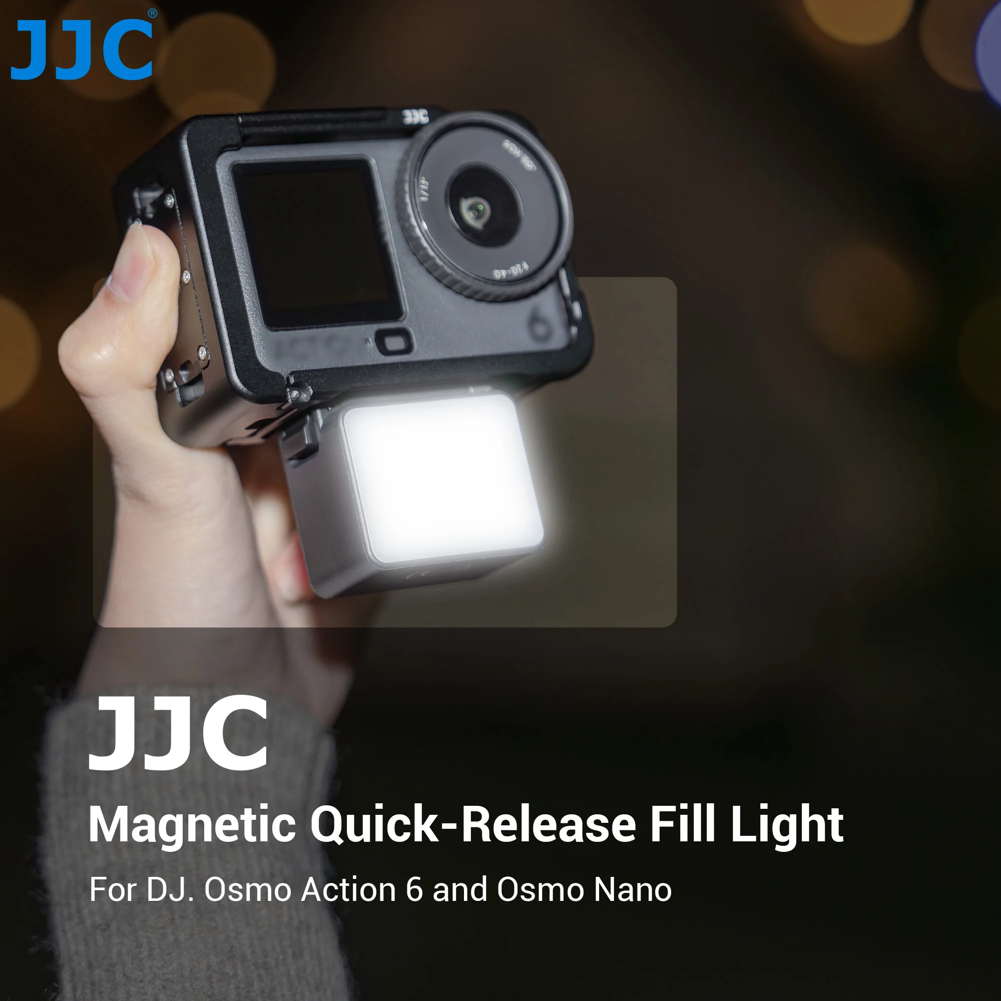 

Магнитный заполняющий светильник JJC для DJI Osmo Action 6 Osmo Nano LED Light 500 мАч Аккумулятор IPX5 Водонепроницаемый мини-светильник для селфи Vlog Video Light