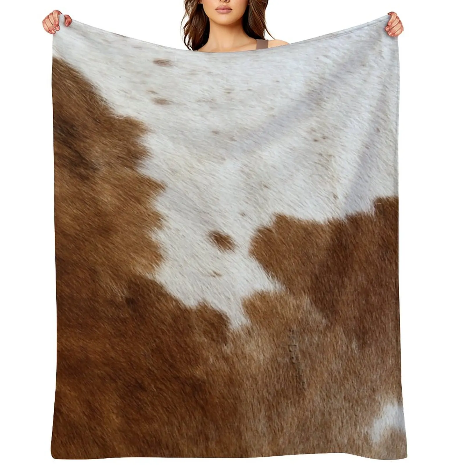 

Cow Hide Brown & White Throw Blanket Summer Luxury Winter beds christmas decoration Blankets