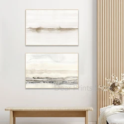 Neutral Watercolor Abstract Painting Canvas Print Horizontal Wall Art Picture Minimalist Poster Living Room Bedroom Home Decor