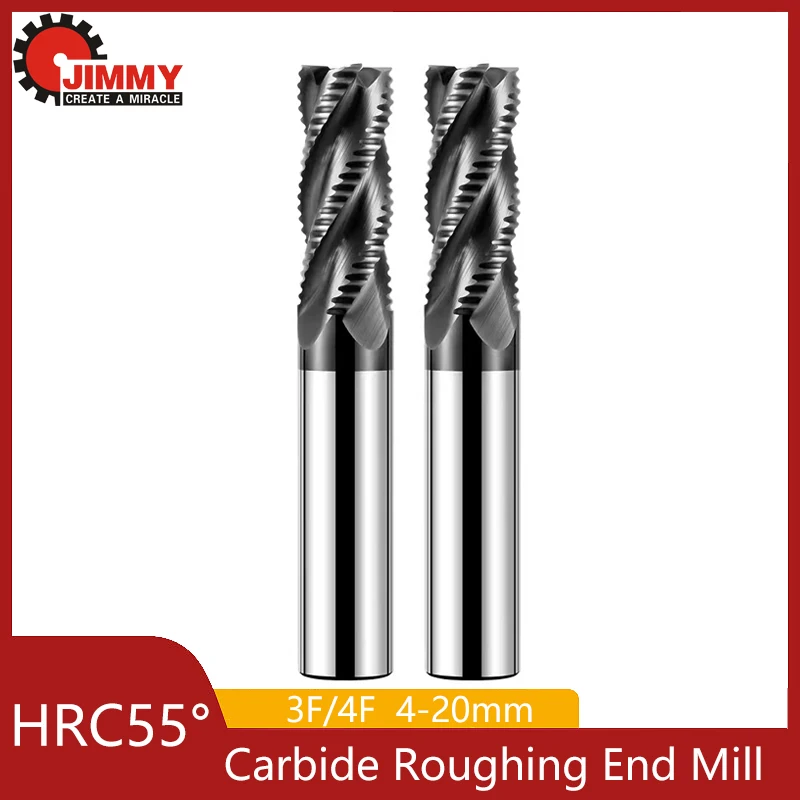 

JIMMY Roughing End Mill HRC55 Tungsten Carbide Milling Cutter for Metal Aluminum or Stainless Steel Cnc Machine Milling Tools