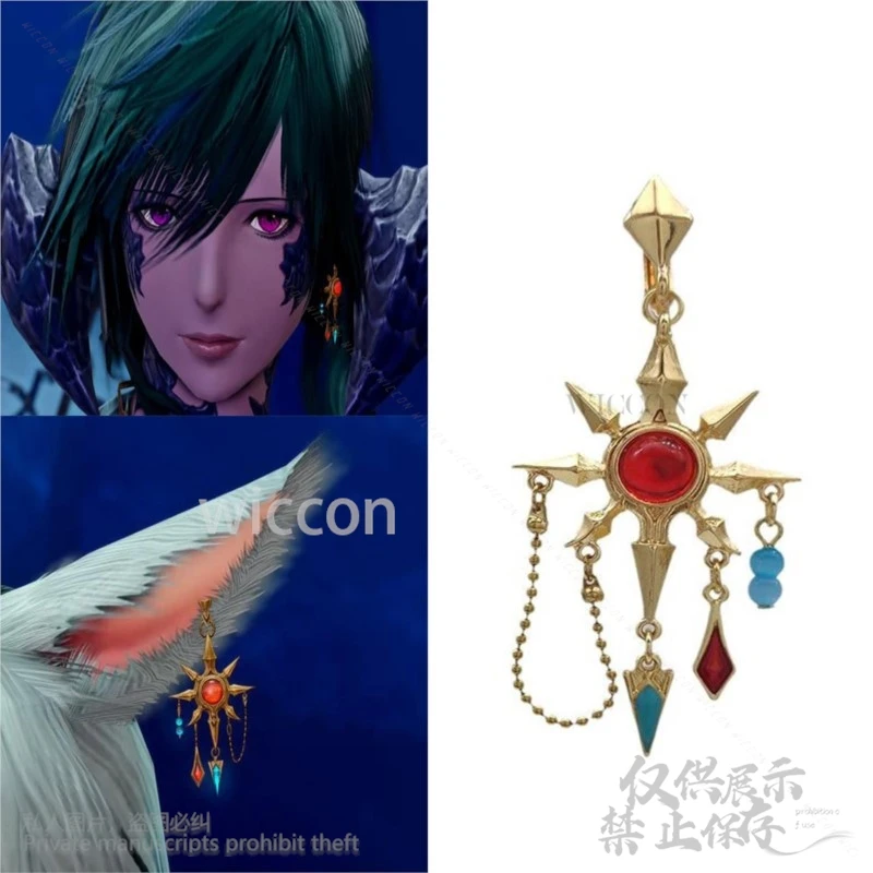 Anime Game FF14 Finall Fantasy XIV Cosplay Azeyma Costume Earrings Ear Clip For Halloween Christmas Prop Jewelry Customized