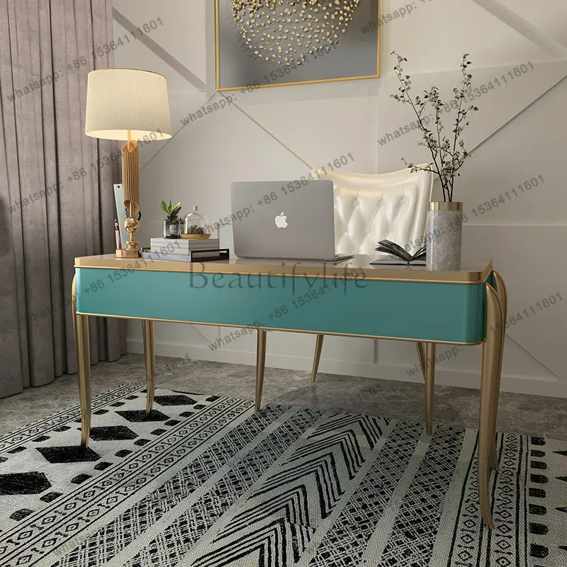 Light luxury desk Home writing desk Simple modern solid wood small paint desk 5