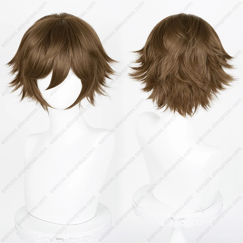 Universal 32cm Short Cosplay Wig Red Orange Linen Fluffy Heat Resistant Synthetic Hair for Halloween 25-48 image 3
