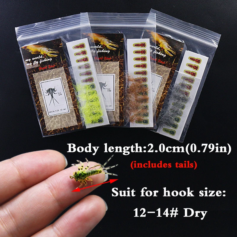 60 قطعة مجموعة 3 ألوان Mayfly حورية المطاط الجسم مع الجلد الرقيق يطير الصيد الحورية الاصطناعية الذباب حورية الساق والجسم يطير ربط المواد