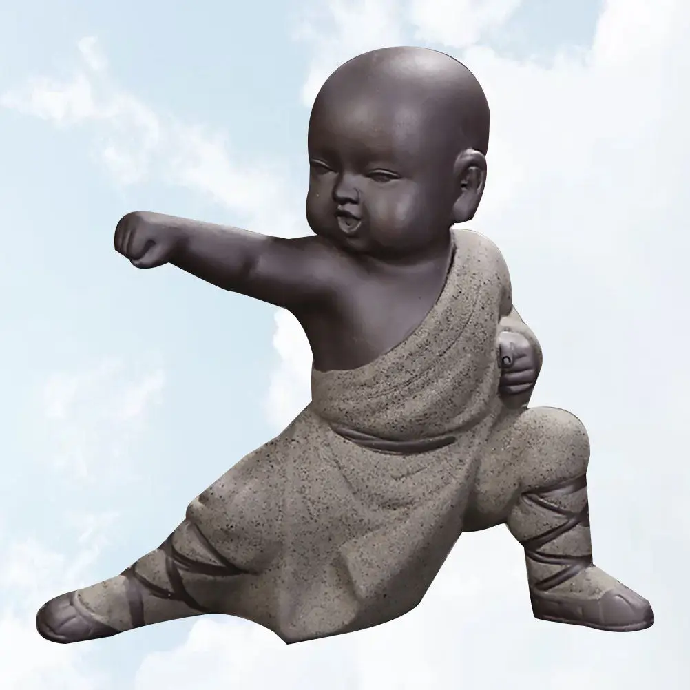 

1 шт. Фигурка монаха кунг-фу из фиолетового песка, изящный чайный питомец, декор для дома, украшение для рабочего стола, креативный аксессуар для чайной церемонии