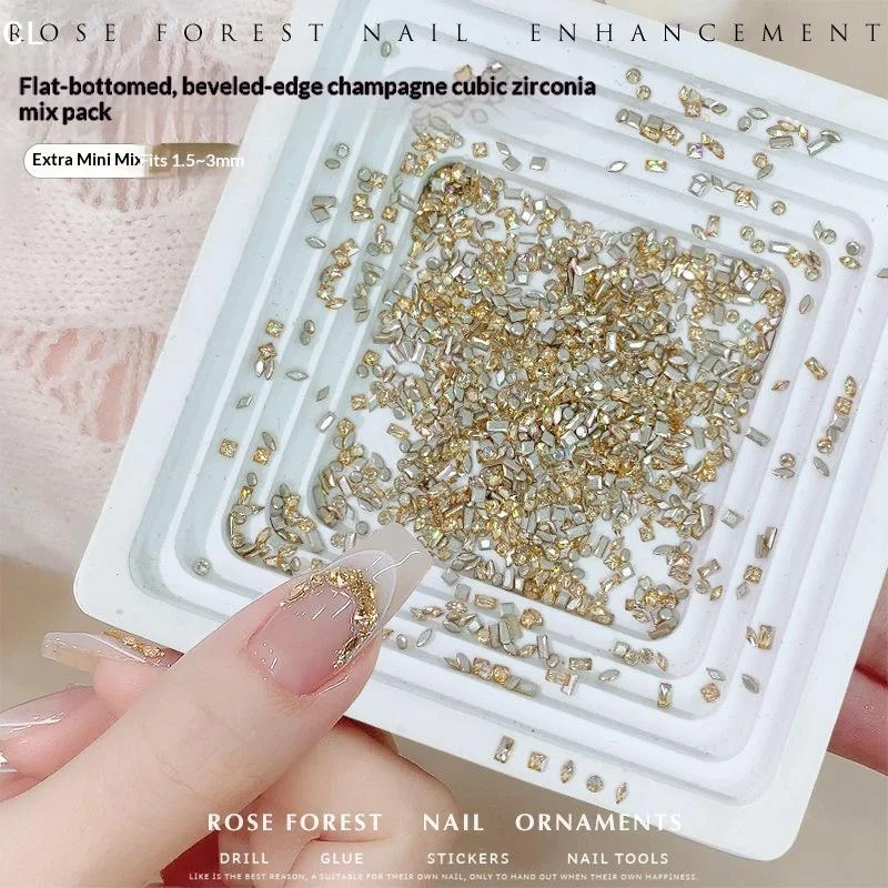 50Pcs 1.5-4mm Horse Eye/Rhombus 3D Glitter Nail Diamond DIY Chic Tiny Crystal Ice-Transparent Mini Sparkle Nail Art Rhinestone