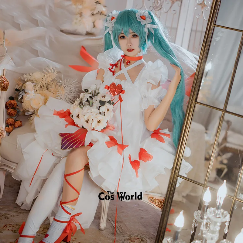 Miku Garden of Eden Angel Dress With Wings Outfits Anime Cosplay Costumes