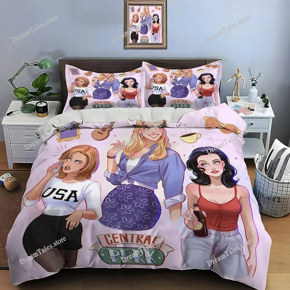 

Funny Friends Print Bedding Set Duvet Cover Adult and Children Bedding Set Luxury TV Show Pattern Home Textileextile
