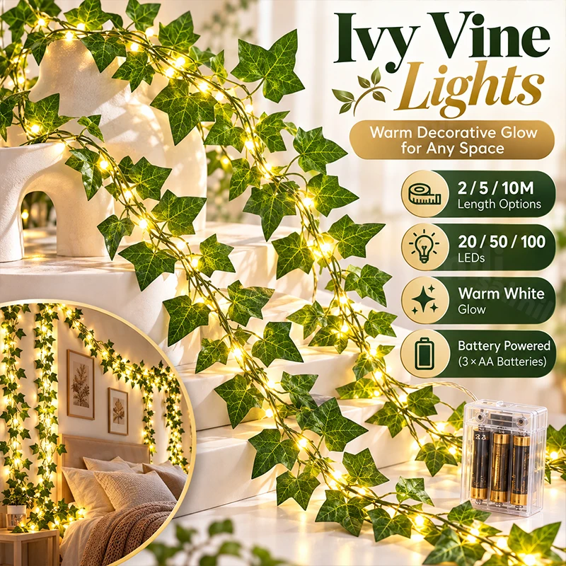 Easter Spring Ivy Vine String Lights Battery Powered LED Leaf Garland For Spring Holiday Party Home Window Mantel Decoration