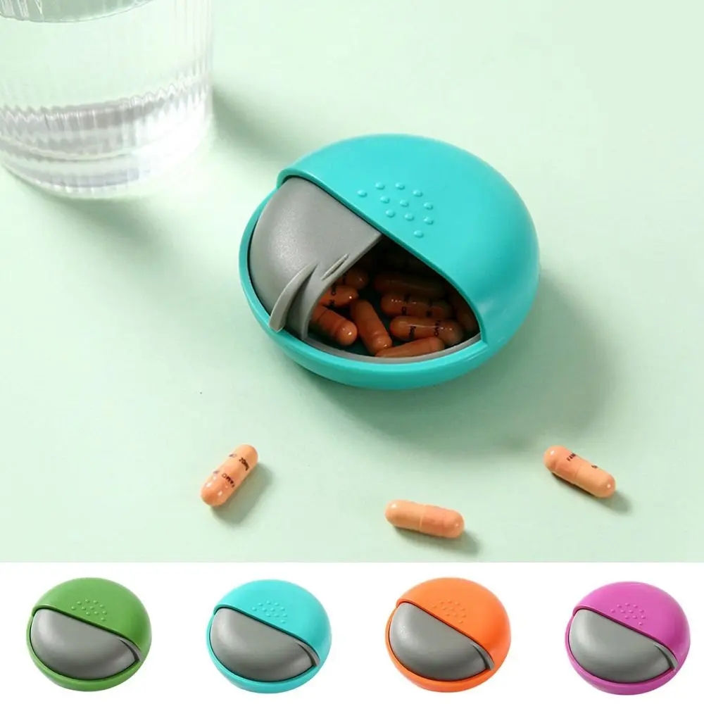 Headphone Storage Case Plastic Round Rotating Pill Box Mini Portable Single Pill Cases Sealed Pill Container Tablet