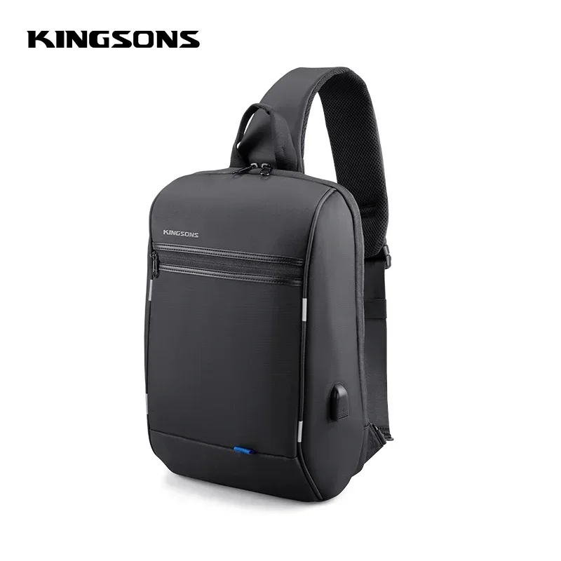 Kingsons Anti-theft Men Chest Bag 13.3/14 inch Laptop Bag  Single Shoulder Messenger Bag Waterproof Crossbody Bag USB Charging