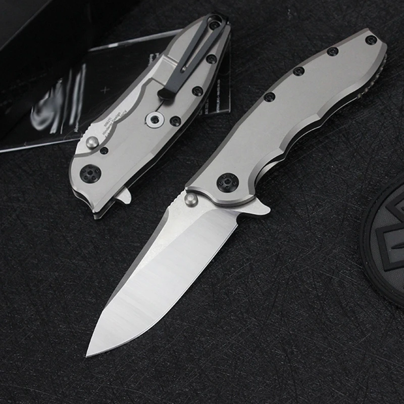 

Z0562 Titanium Alloy Folding Knife High hardness Steel Blade Quick Assisted Hunting Flipper Survival EDC Pocket Knives For Men