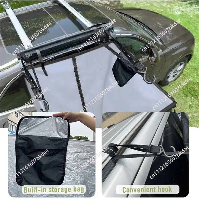 Adjustable 90° Outdoor Car Side Shelter Tent, Portable Sunshade With LED Light For Shower And Private Changing Space