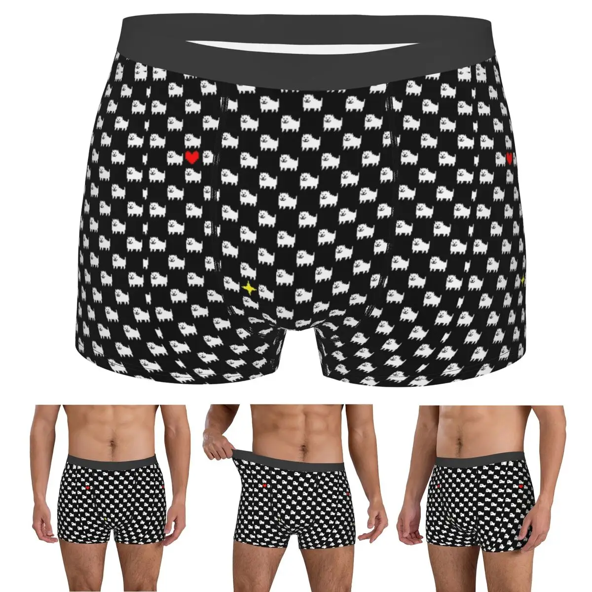 Boxer Underpants Shorts Undertale Dog Heart Panties Men Breathable Underwear for Homme Man Boyfriend Gift