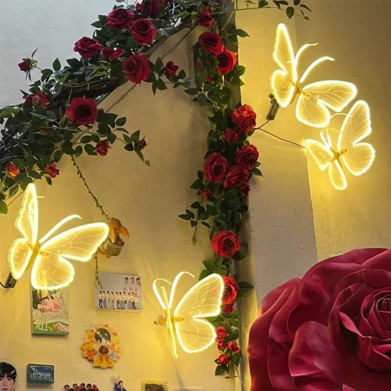 

1pcs LED Outdoor Simulation Dynamic 40cm with Stand Butterfly Lights Holiday Party Wedding Home Christmas Decorations