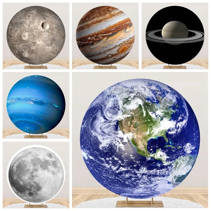 Universe Planet Round Backdrop Cover For Baby Room Decor Circle Backdrop Celestial Body Photography Background Party Decoration