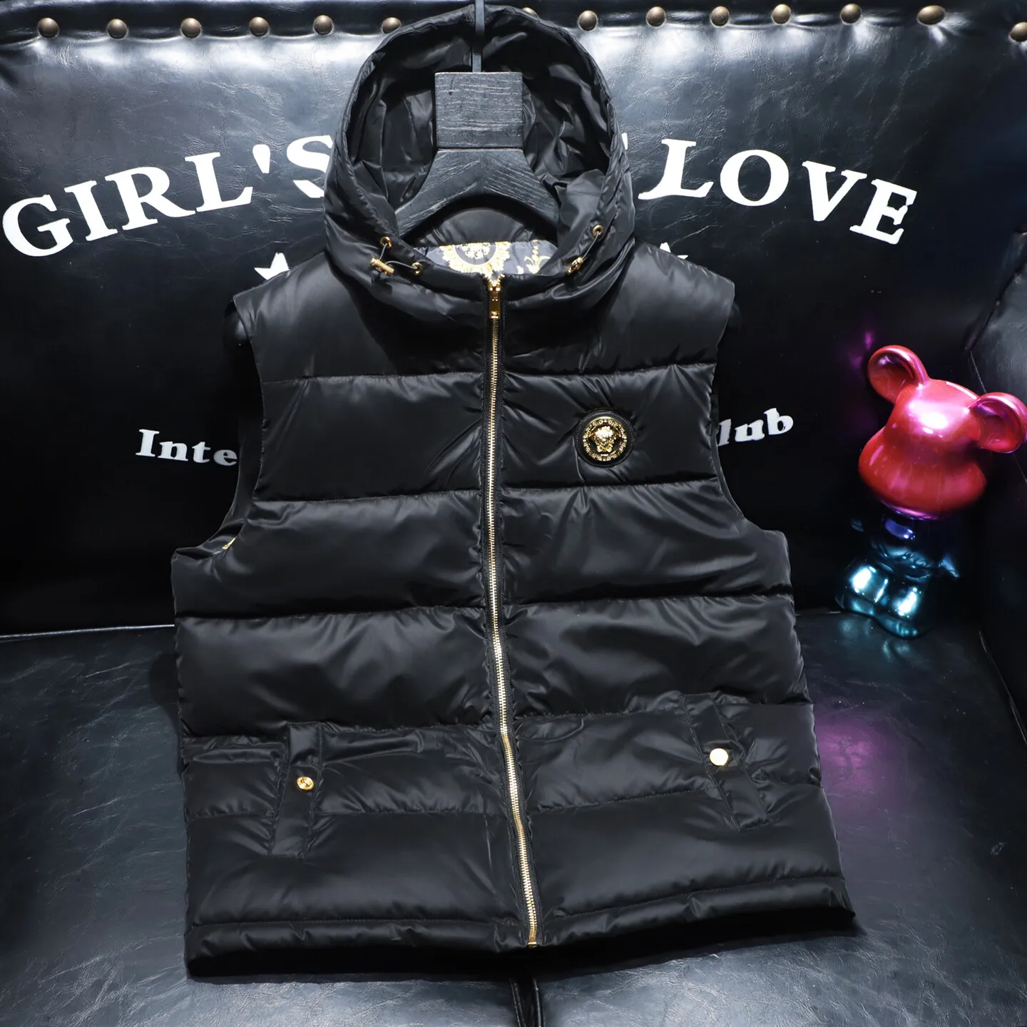 

Men's Hooded down Cotton Vest Faion Urban Sle Stand Fit Pure Color Casual Outerwear New Arrival Autumn Winter 2025