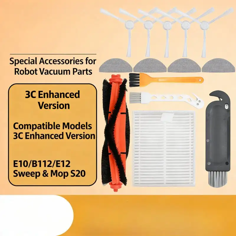 

Compatible for Mi Robot Vacuum-Mop 3C Enhanced E10 C103 Accessories Side Brush Filter Mop Cloth Main Roller Brush