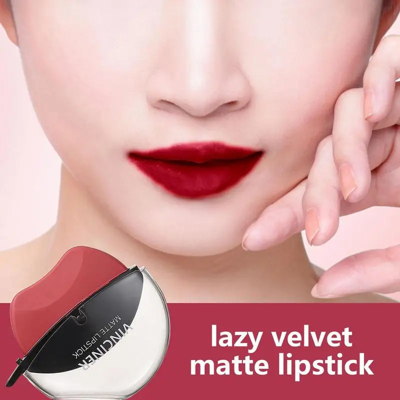 Lápiz labial en forma de labios, maquillaje de terciopelo mate, hidratante, brillo de labios, resistente al agua, antiadherente