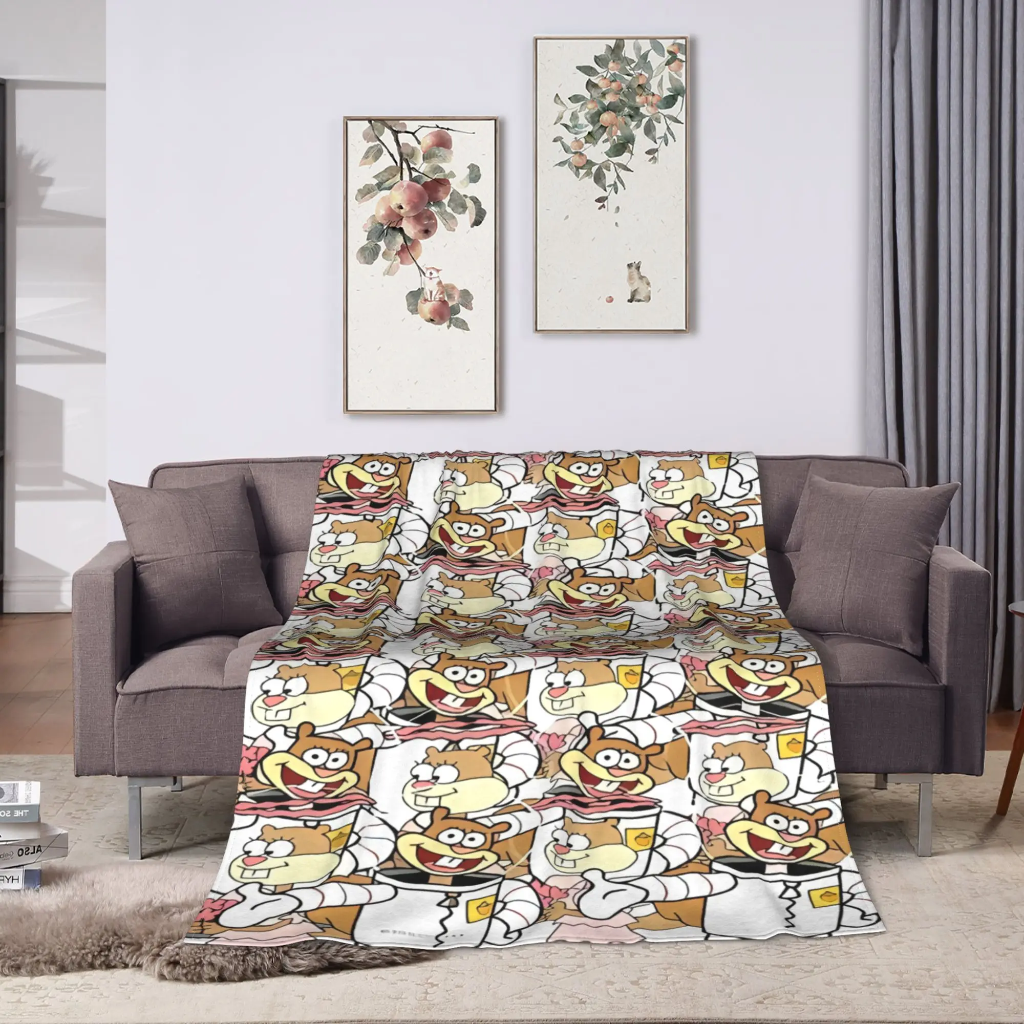 SpongeBobs Dense Character Collage Blanket Quality Warm Soft  Throw Blanket Winter Child Living Room Funny Bedspread