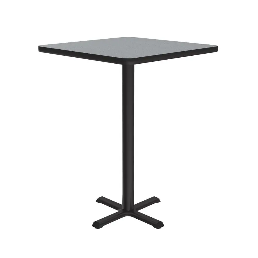 

24 Square, 42 High Standing, Barstool Height Cafe amp Break Room Bistro Table, Gray Granite HP Laminate Top, Cast Iron Base BXB