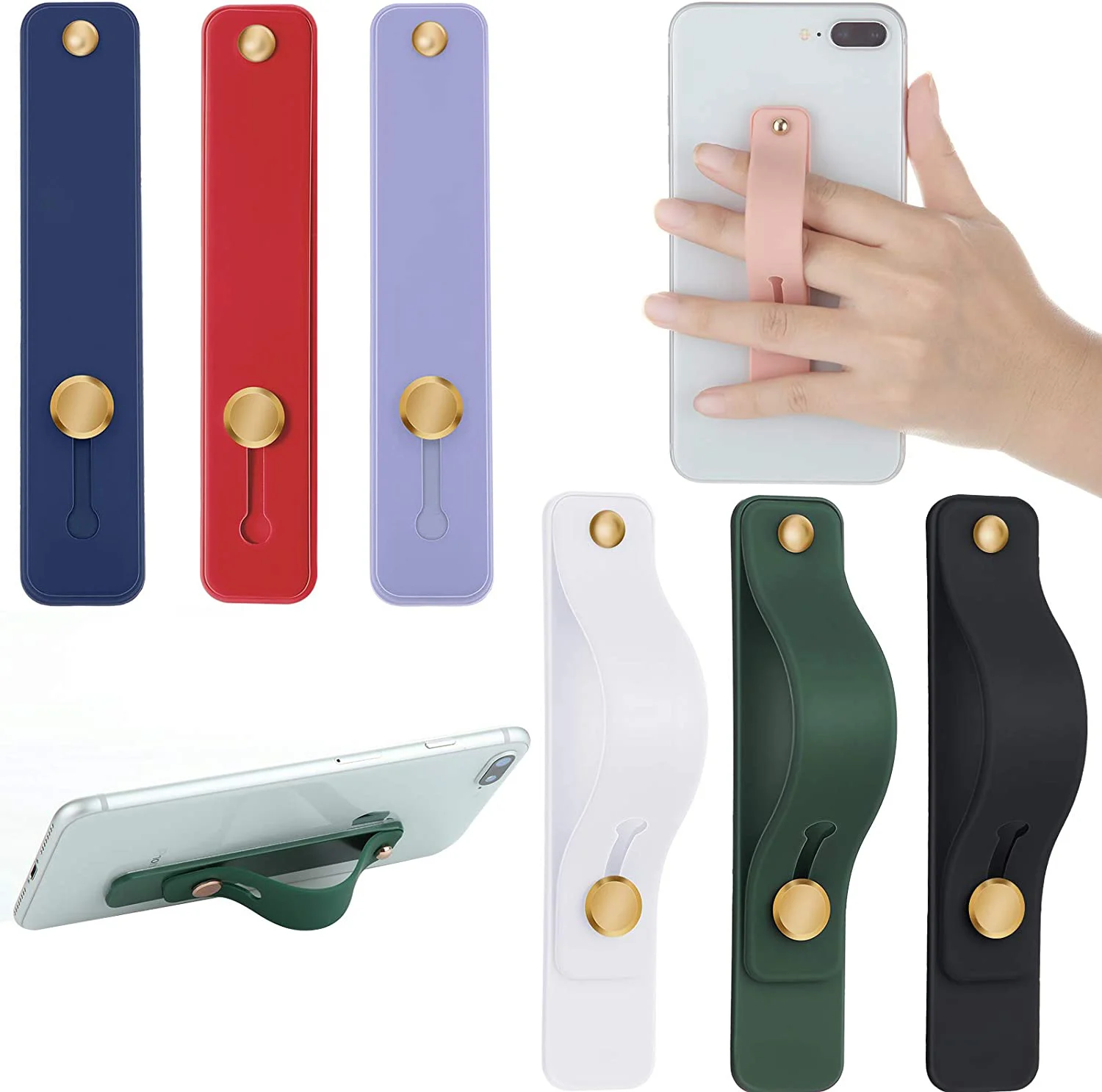 Silicone Phone Holder For iPhone Finger Ring Mobile Phone Stand for samsung Push Back Sticked Socket Universal WristBand Bracket