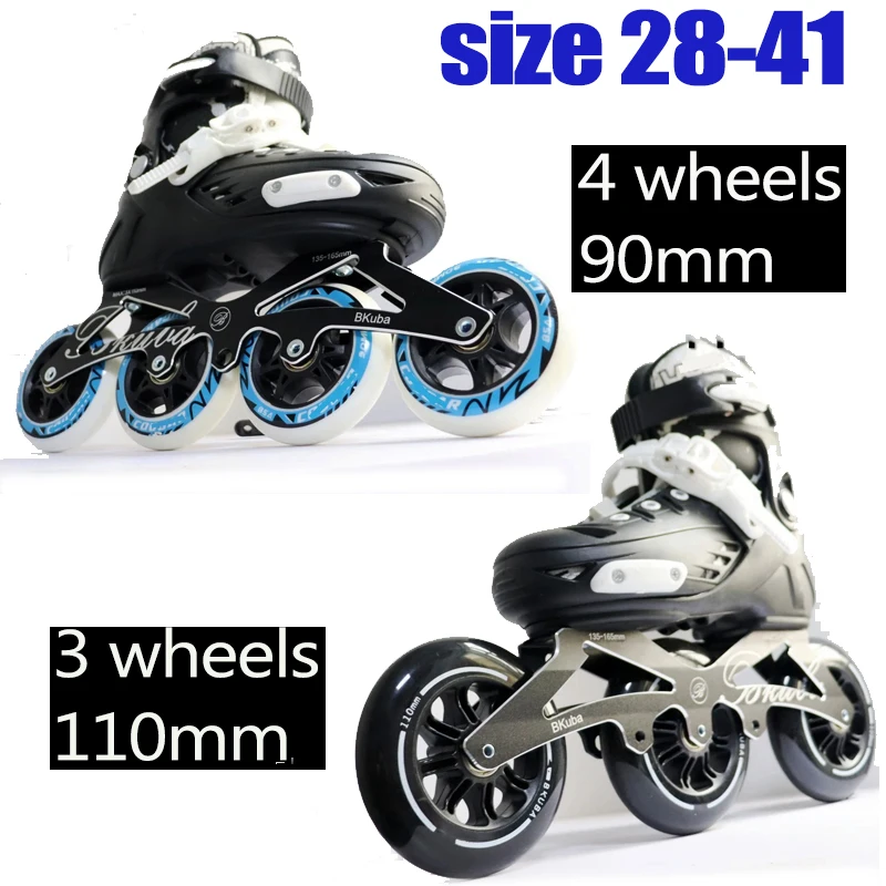 Professional 3 4 Wheels Inline Roller Skate Shoes Adjustable Size 28 Slalom Speed Free Skating Adult Kids Sneakers Racing Skates