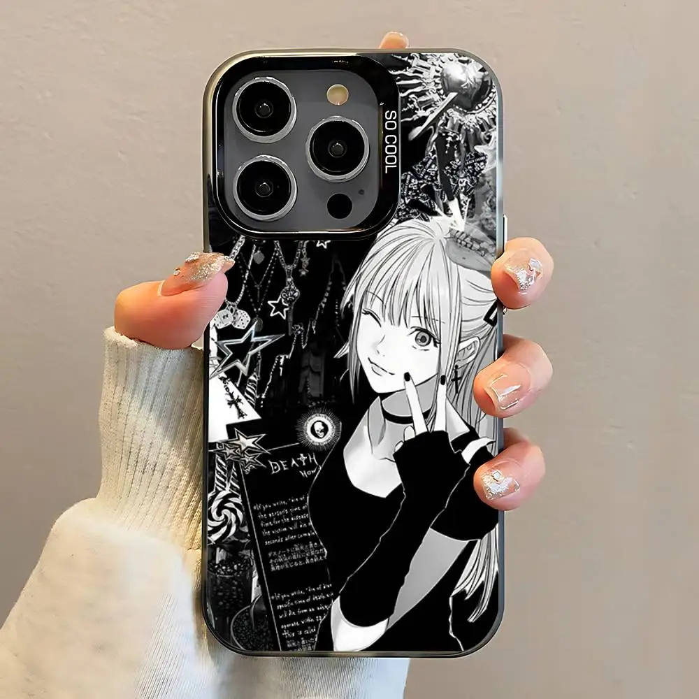حافظة هاتف Misa D-Death N-Note لهاتف iPhone 16,15,14,13,12,11,Pro,Max,Plus,Mini,SE مضادة للسقوط باللون الأسود غير اللامع