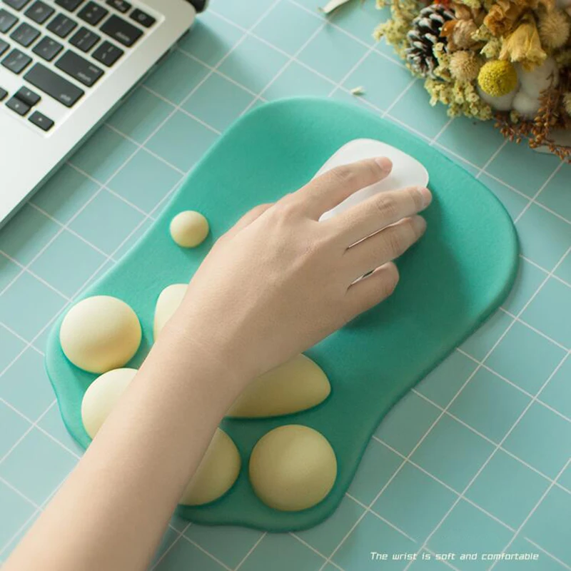 3D Cute Cat Paw Mouse Pad Soft Silicone Memory Foam Wrist Rest Cushions Kawaii Mousepad Laptop Computer Desk Mat Office Supplies