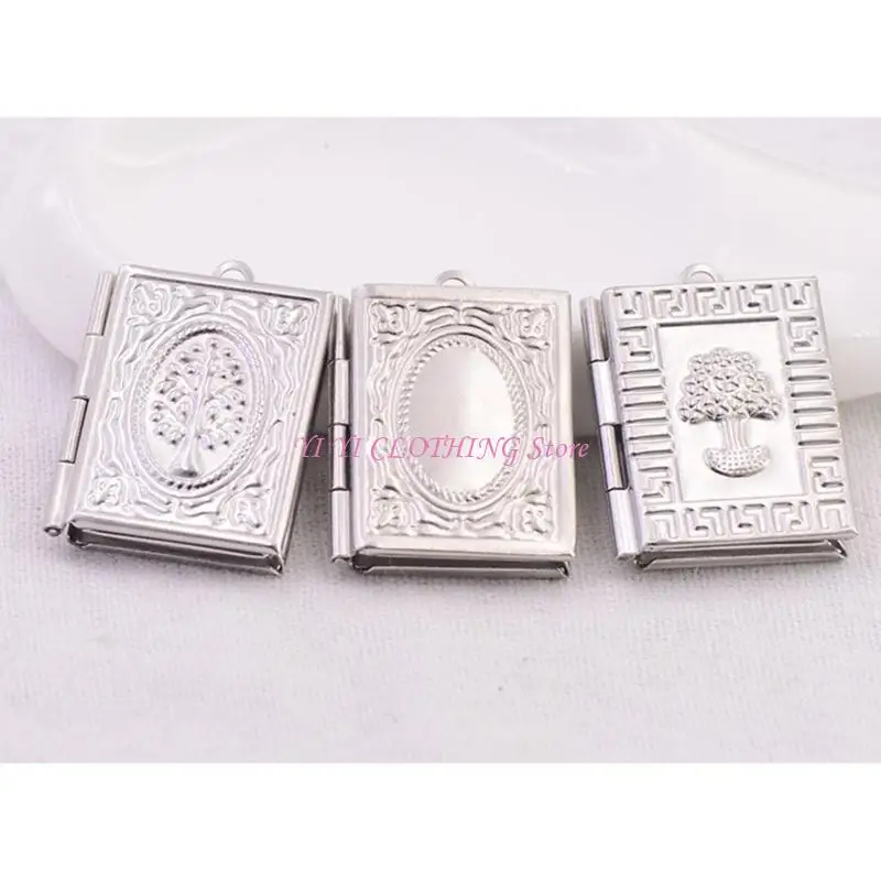 N5KF Contemporary Book Locket Pendant Openable Photo Display Container DIY Accessory
