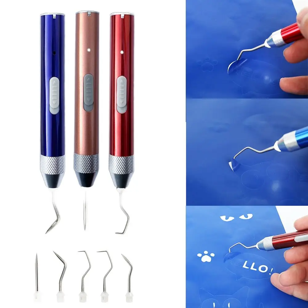 DIY Carving Tool Vinyl Weeding Pen Kit LED Weeding Tools With Hooks Rechargeable LED Weeding Pen Iron-on Project Cutter Handheld