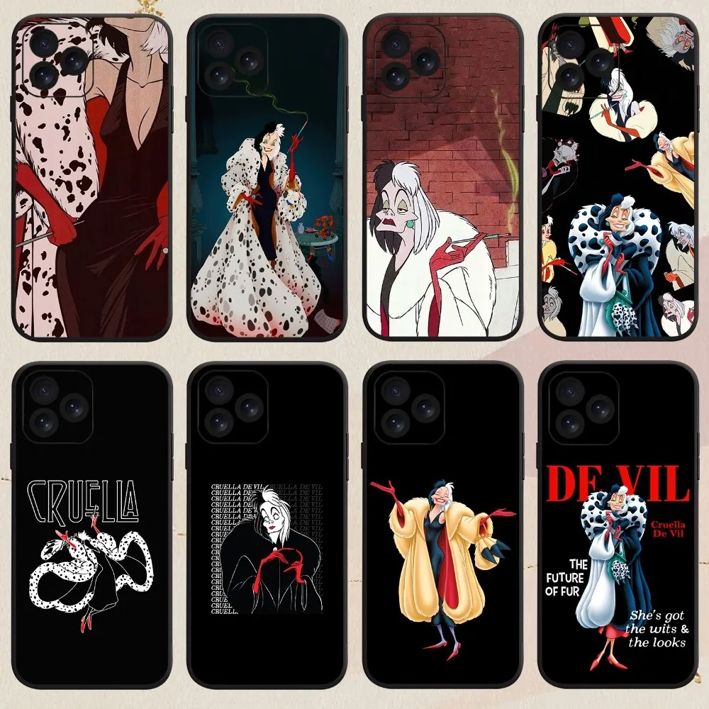 MINISO Disney Cruella De Vil 101 Dalmatians Phone Case For iPhone 8 14 15 13 12 11 Mini X Xr XS Pro MAX Plus Shell