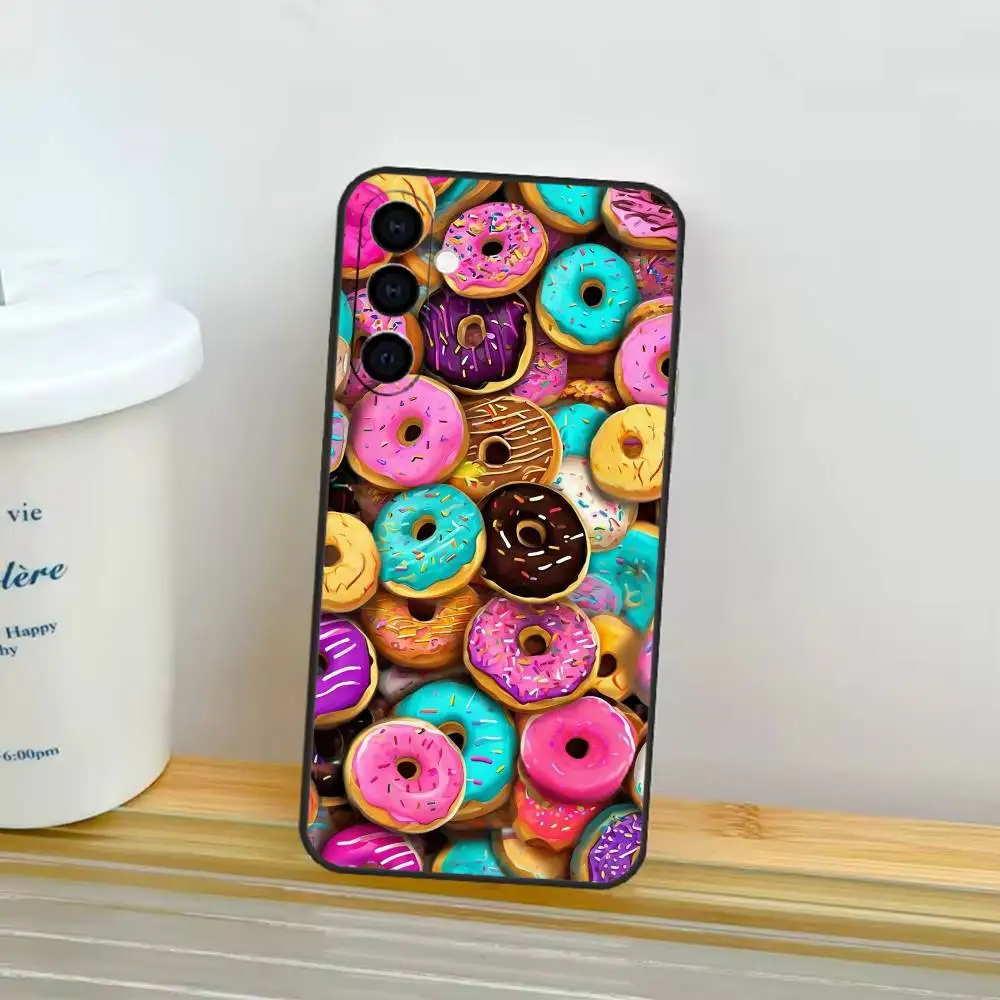 เคสโทรศัพท์โดนัทขนมหวานสำหรับ Samsung Galaxy A91,80,73,72,71,53,52,32,31,22,21s,20,เคสสีดำนุ่ม