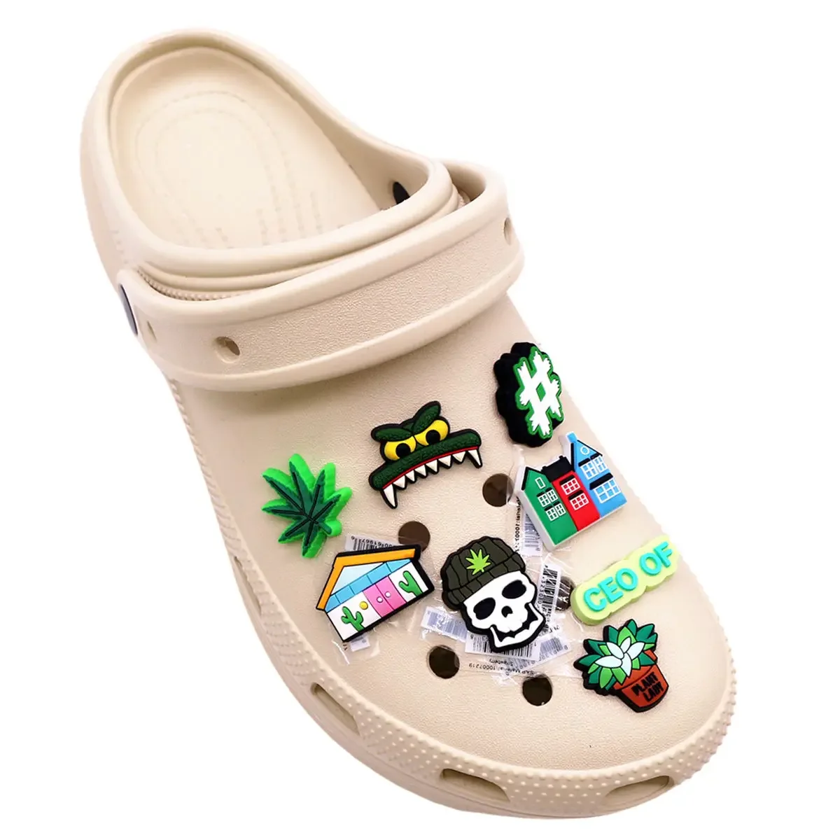 Accesorios originales de PVC para zapatos, plantas verdes, Pothos, hojas de plátano, formas de calavera, zapatilla de diseñador, decoraciones con hebilla superior, 1 Uds.