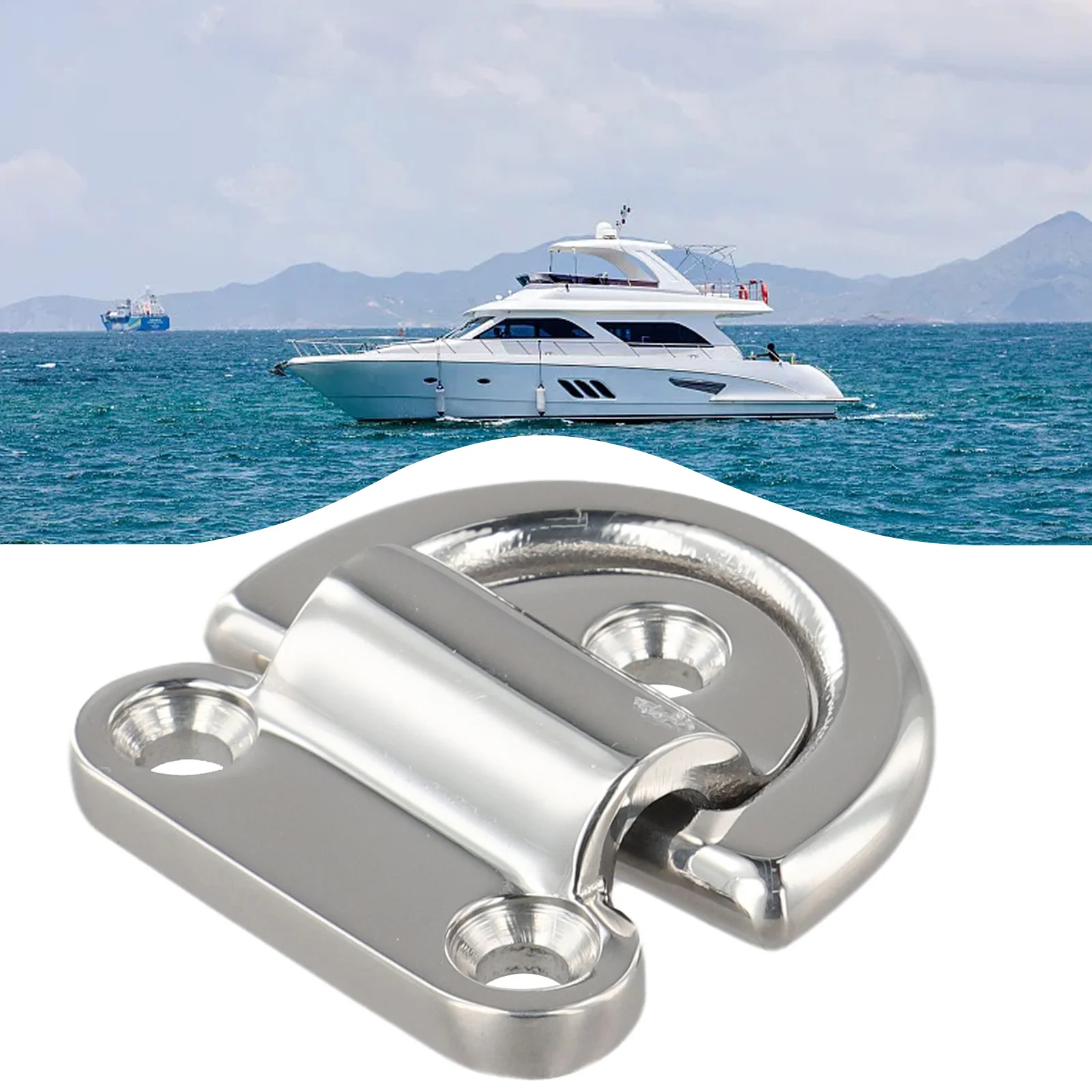 Replacement Accessories Easy To Install Lashing Ring Folding Pad Eye Silver Tie Down 316 Stainless Steel D Ring